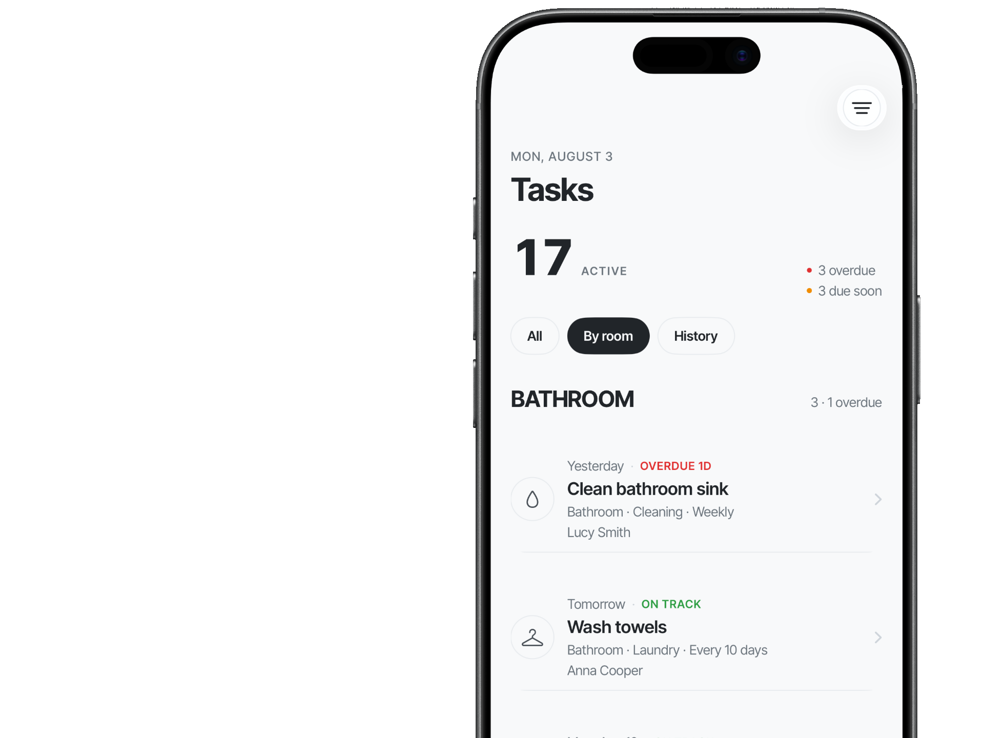 Nook Tasks screen
